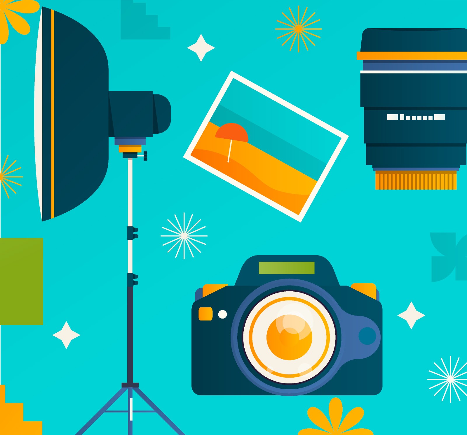 Vibrant Studio Photography Gear Montage
